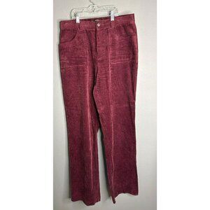 Zara Trafaluc Women's Large Straight Leg Corduroy Pocket Pants Maroon